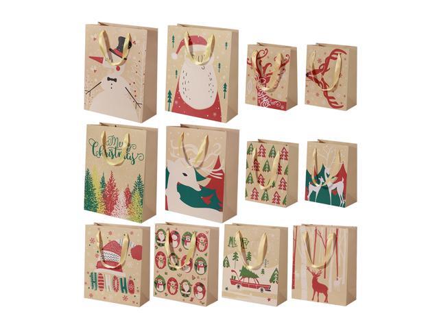 TINKSKY 24pcs Kraft Paper Bags with Handle Party Gift Bag Christmas Favor Present Bag Wrapping Bags