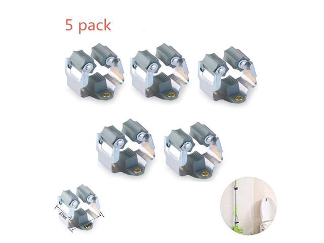 5pcs Mop and Broom Holder Wall Mounted Garden Storage Rack (Grey)