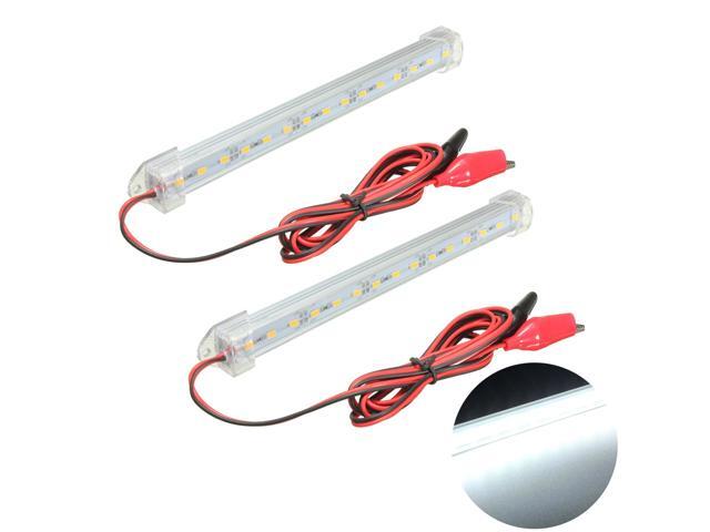 2pcs 12V 15 LED White Car Interior LED Light Strip Bar Lamp for Van Bus Caravan Lorry Camper Boat