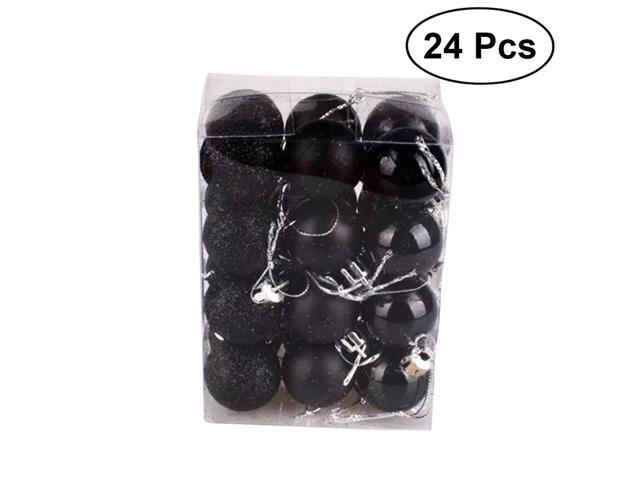 24pcs 3cm Christmas Ball Ornaments Tree Decorations for Holiday Wedding Party Decoration (Black)