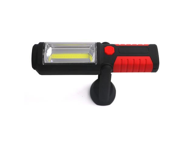 USB Rechargeable COB and LED USB Flashlight Torch Work Light Stand Magnetic with hook Flashlights for Outdoor (Red)