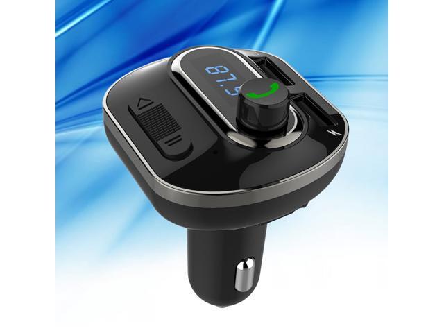 Car Kit Handsfree Call Radio FM Transmitter Wireless Music Player Universal Car Charger Adapter with TF Card Slot Dual USB Charging Ports (Black)