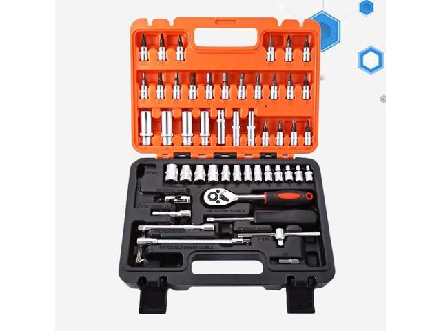 53 Pcs Car Repair Tool Socket Set Car Repair Car Torque Wrench Combo Tool Box Kit
