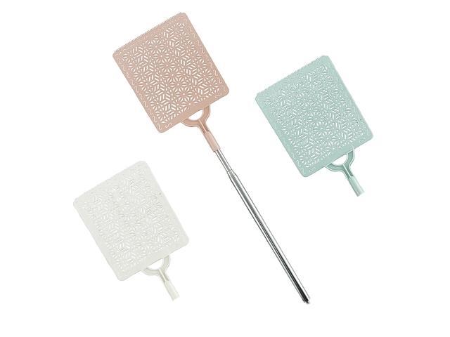 1 Set 4Pcs Stainless Steel Telescopic Fly Swatter Expandable Handle Swatters Manual Swat Fly Tool for Indoor Outdoor (1 Rod 3 Swatter Head Random