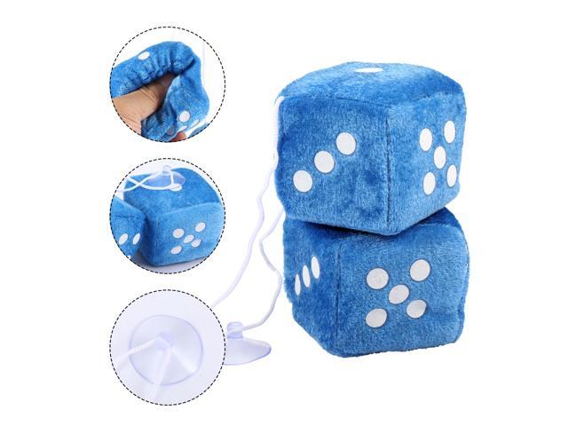 2pcs Hanging Fuzzy Dice Plush Ornaments with Dots Retro Car Perfume Pendants