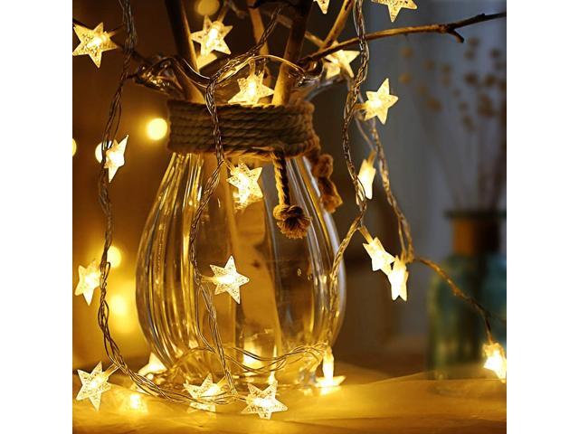LED Star String Lights Warm White Light Party Decor without Battery for Party