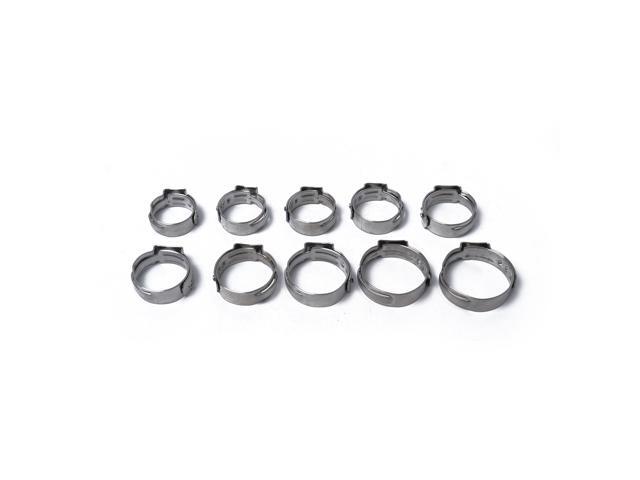 100 in 1 304 Stainless Steel Single Ear Hose Clamps Kit with Storage Box (Silver)