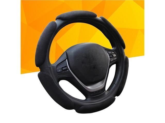 38MM Suede Fabric Car Steering Wheel Cover Anti-slip Wheel Sleeve Protector (Black)