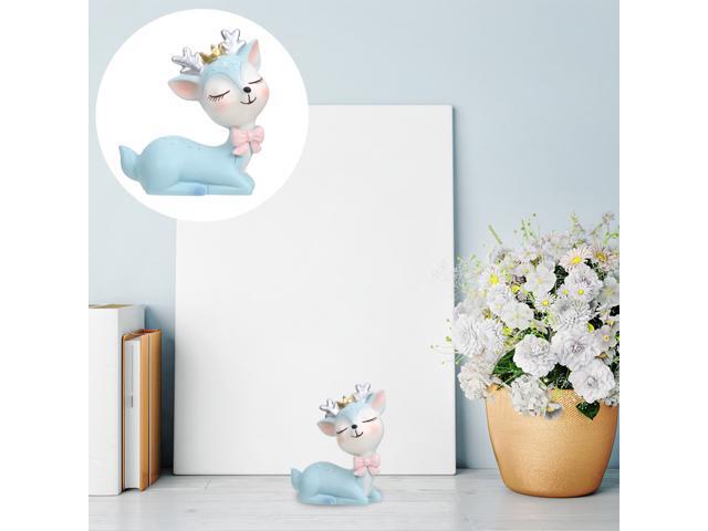 Delicate Deer Figurine Creative Resin Craft Statue Home Car Desktop Decor (Pink)