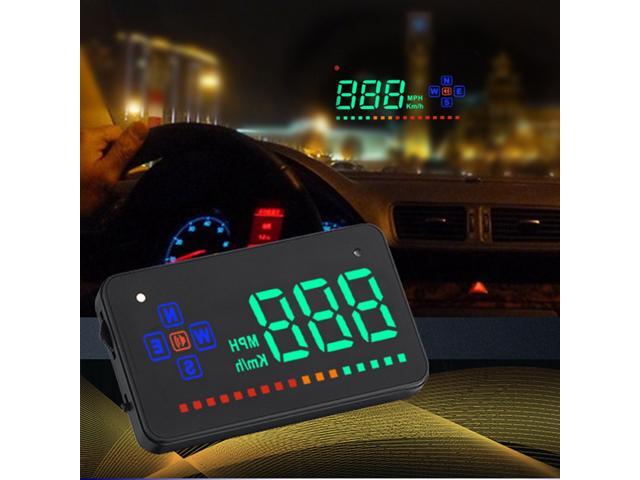 New Head Up Display Digital Universal Car HUD Speedmeter Over Speed Reminder MPH (Black)