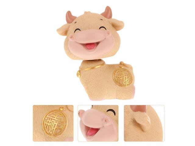 Resin Car Ornaments Adorable Ox Year Cow Desktop Ornament Lovely Auto Supply