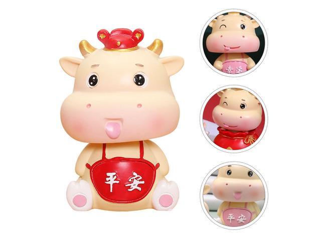 1pc New Year Car Mascot Ornament Funny Car Mounted Cartoon OX Decoration