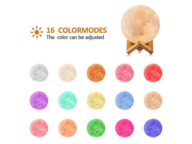LED Night Light 3D Printing Moon Lamp Dimmable 16 Color Light with 15cm