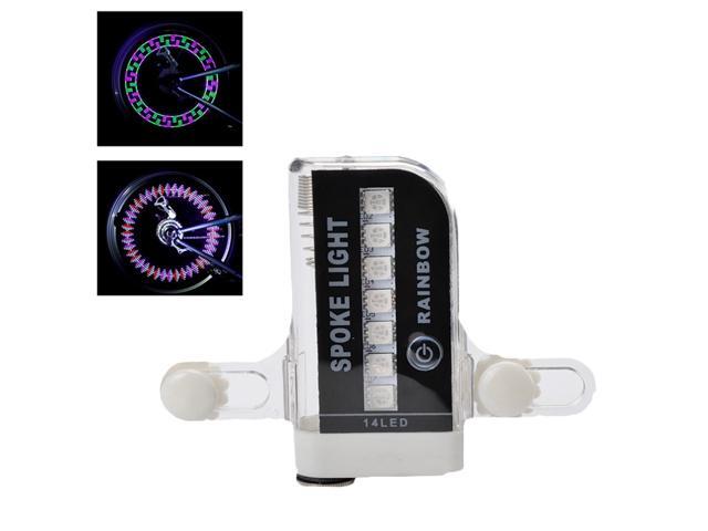 Bike Wheel Light Spoke Light Waterproof 14 LEDs Colorful 30 Pattern Decorations (Black)