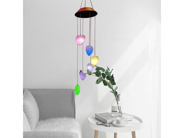 LED Solar Wind Chime Heart Color Changing Mobile Wind Chime Light for Home Party