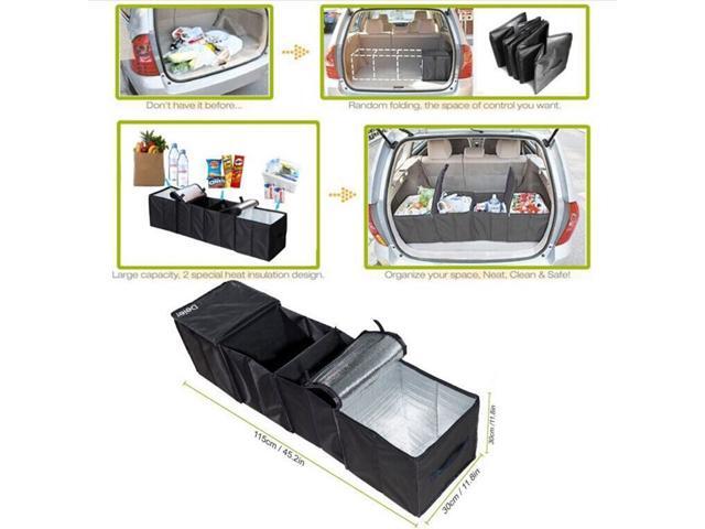 Auto Trunk Storage Box Container Big Capacity Foldable Expandable Cargo Trunk Organizer 4 Grids Bin (Navy)