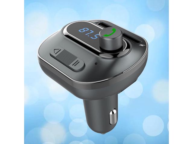 Car Kit Handsfree Call Radio FM Transmitter Wireless Music Player Universal Car Charger Adapter with TF Card Slot Dual USB Charging Ports (Black)