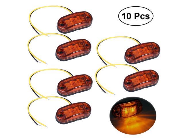 2pcs 9-30V 2LED Oval LED Trailer Truck Clearance Light Side Marker Light (Yellow)