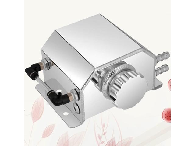 Universal 1L Aluminum Car Oil Catch Can Automobiles Vehicle Oil Tank Reservoir Breather Tank with Drain Plug (Silver)