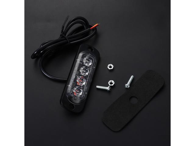 1 Set of 12W 12-24V 4 LEDs Strobe Light 19 Modes Ultra-thin Emergency Flash Warning Caution Light for Trucks Motorcycles (Red Light and Yellow Light)