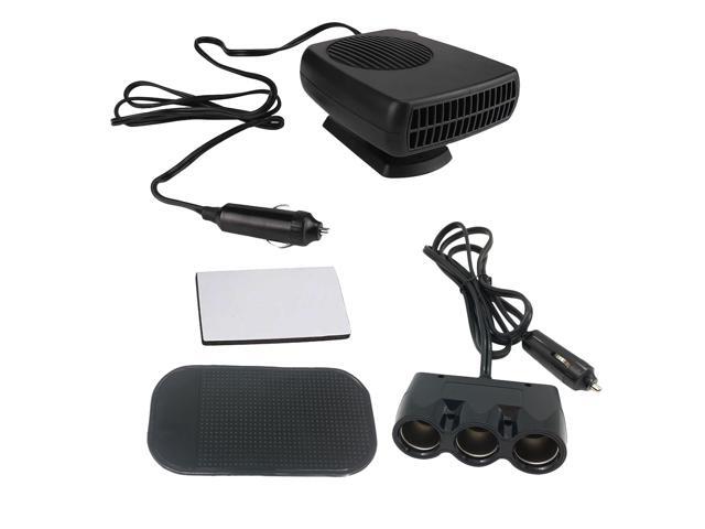1 Set Car Auto 12V Defroster Heater Warmer Snow Defogger Anti-fog Safe Driving Cleaner with 3-Outlet Plug and Anti-slip Mat (Black)