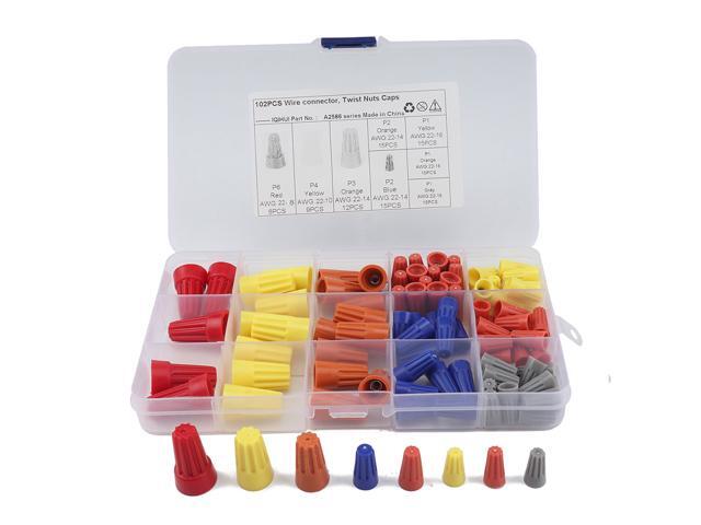 102pcs Electrical Wire Connectors Screw Terminals with Spring Insert Twist Nuts Caps Connection Assortment Set Auto Parts