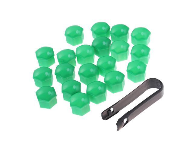21 in 1 Hexagonal Wheel Lug Nut Covers Bolts Covers Screw Protect Caps 17mm with Clips (Black)