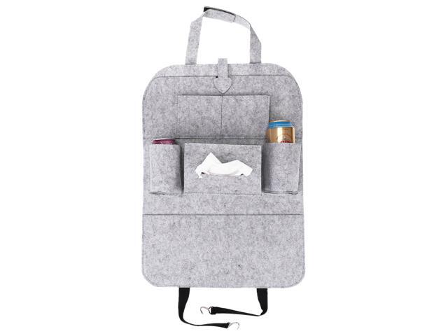 Backseat Organizer Felt 6-Pocket Kids Toys Car Back Seat Travel Storage Bag for iPad Tissue Box Pen (Dark Gray)