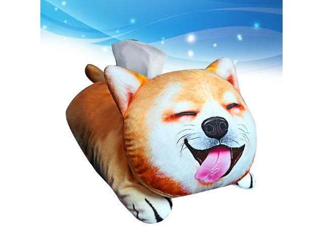 Creative Cartoon Car Tissue Box Plush Tissue Organizer Paper Holder for Car Home Bedroom Living Room (Shiba Inu)