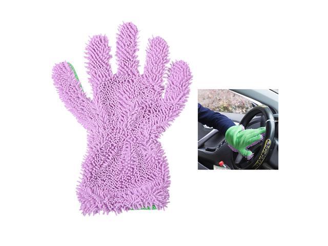 Double Side Glove Coral Plush Car Wash Glove Multifunction Cleaning Wipe Dust Glove Wash Sided Car Cleaning Supply(Green Purple)
