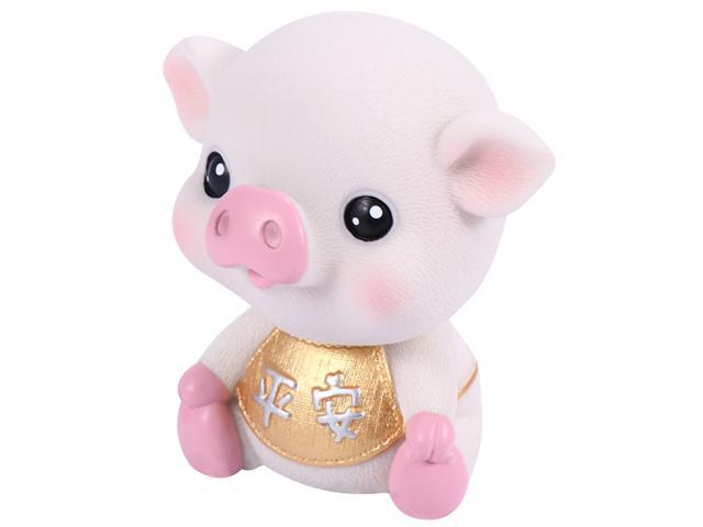 1Pc Shaking Head Pig Car Ornament Car Vehicle Dashboard Decor Car Interior Mini Decoration Micro Landscape Accessories (Goggling Pig Chinese Words