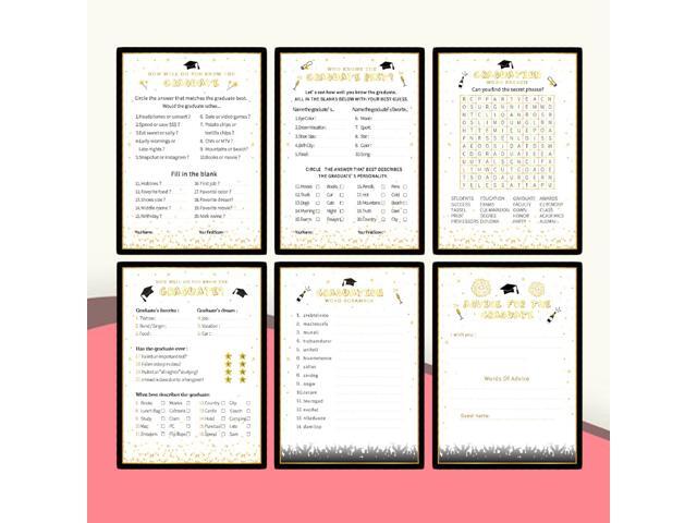 24PCS Graduate Game Cards Graduation Party Favors Advice Cards for College High School University Graduation Season Quiz Game Cards Graduation