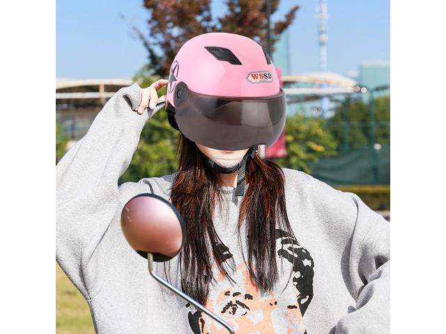Adorable Motorcycle Helmet Fashion Cycling Helmet Protective Cap Outdoor Sports Motorcycle Riding Hat for Woman (Pink)