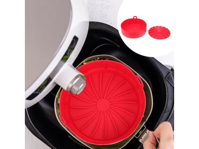 1Pc Air Fryer Silicone Hand-held Bakeware Barbecue Plate Multifunctional Pad Red