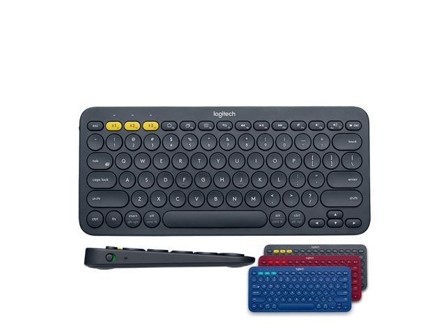 Logitech K380 Multi-Device Bluetooth Keyboard for Windows Mac Chrome OS Android iOS Apple TV-Black/Blue/Red