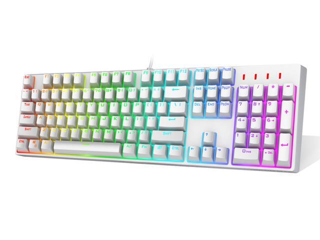 1STPLAYER RGB Gaming Mechanical USB Wired Keyboard DK50 Blue Switch Ergonomic 104 Keys NKRO Full Size Customizable Backlight LED Computer Laptop
