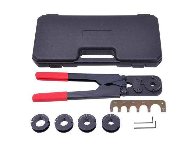 5in1 Pex Crimper Kit 3/8' 1/2' 5/8' 3/4' 1' Crimping Plumbing Copper Ring Tool