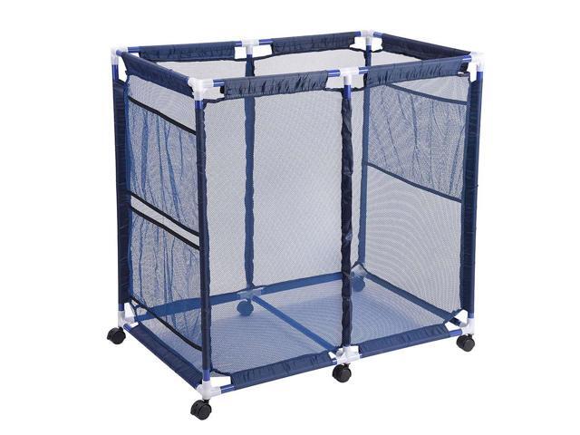 35'x22'x33' Mesh Pool Storage Bin Rolling Storage Cart Float Goggles Container Organizer Metal Frame