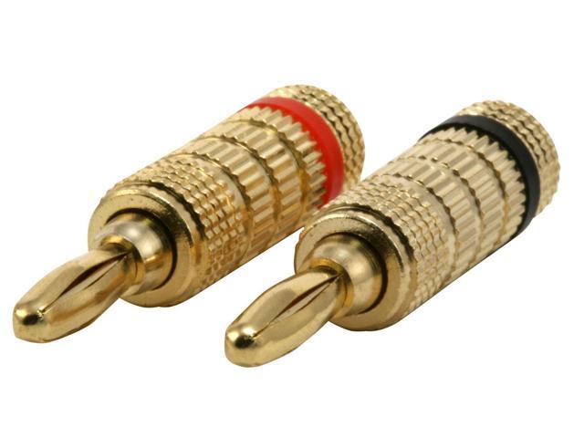 Monoprice 1 PAIR OF High-Quality Gold Plated Speaker Banana Plugs Closed Screw Type