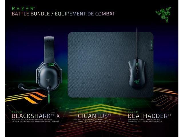 Razer - Battle Bundle - DeathAdder V2 -BlackShark V2 X- Gigantus V2 M - Black RZ85-03240100-B3U1 Mouse MousepadHeadset Combo