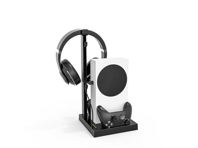 Vertical Stand Base for Xbox Series S Console with 2 Cooling Fan Dual Controller Charging Station with 2x1400mAh Rechargeable Battery Pack