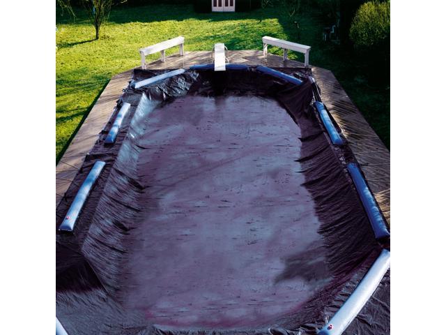 Swimline 18 x 36 Foot Winter Rectangular In Ground Swimming Pool Cover Navy