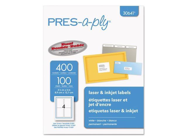 PRES-a-ply 6793330641 Laser/Inkjet Shipping Labels 3 1/2 X 5 White 400/Pack