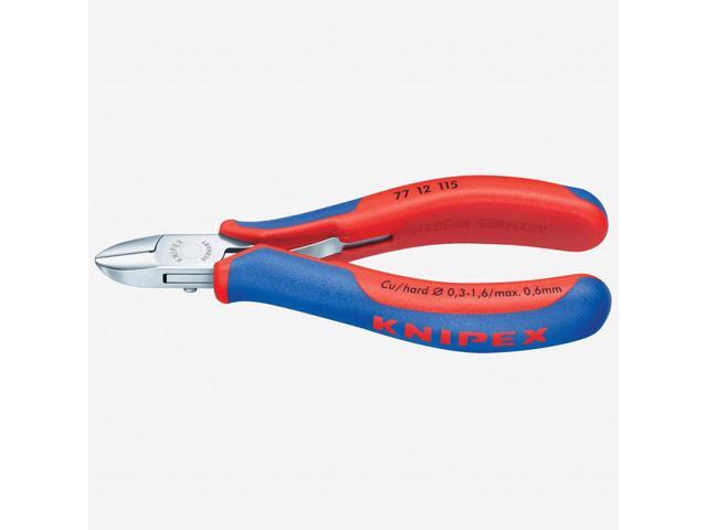 Knipex 77-12-115 45' Electronics Diagonal Cutters Round Head w/ Bevel and Lead Catcher - MultiGrip