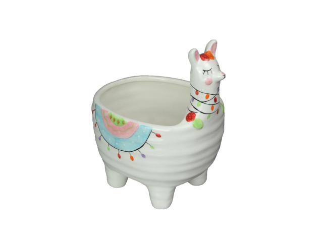 Adorable Hand Painted Llama Ceramic Mini Planter 725 Inches High