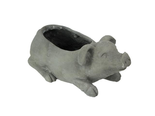Distressed Gray Ceramic Indoor Outdoor Rustic Farmhouse Pig Planter