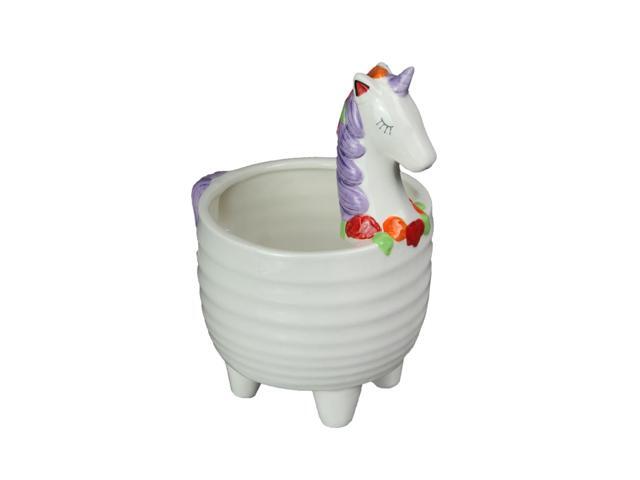 Adorable Hand Painted Unicorn Ceramic Mini Planter 7 Inches High