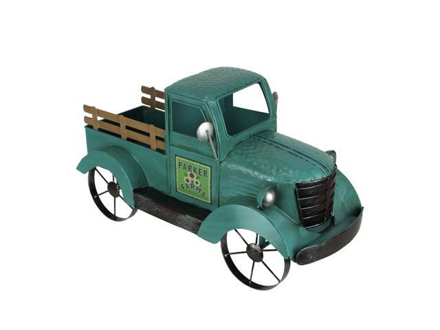 Antiqued Light Blue Metal Vintage Pickup Truck Indoor or Outdoor Planter Plant Pot Stand