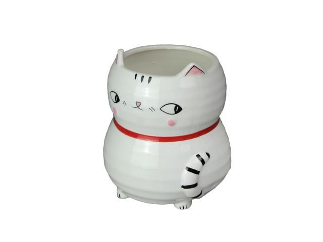 Adorable Hand Painted Cat Ceramic Planter Decorative Kitty Plant Pot Home Decor