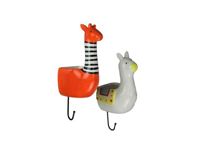Set of 2 Llama & Giraffe Ceramic Wall Hanging Succulent Planters Decorative Pots
